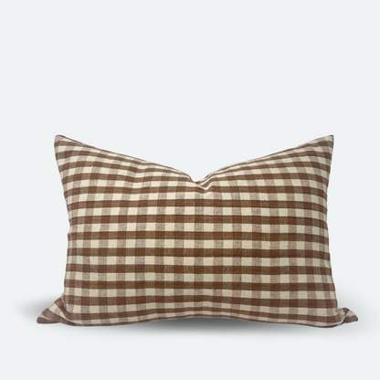 Medium Lumbar Pillow Cover - Fawn Woven Gingham