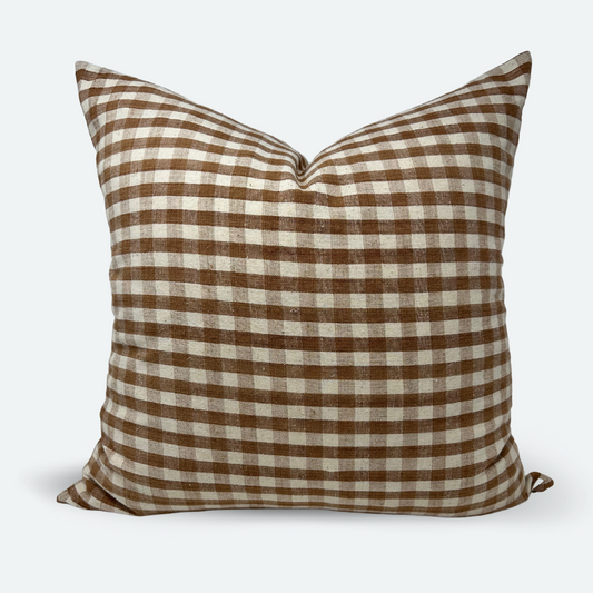 Square Pillow Cover - Fawn Woven Gingham