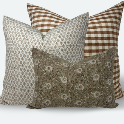 Gingham Bloom Sofa and Bed Bundle - 3pc Pillow Cover Set