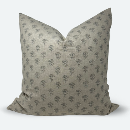 Square Pillow Cover - Grey Petite Floral Block Print | FINAL SALE