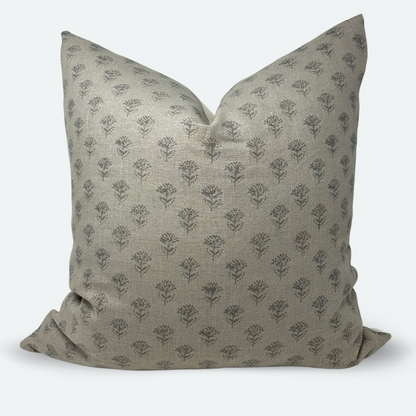 Square Pillow Cover - Grey Petite Floral Block Print | FINAL SALE
