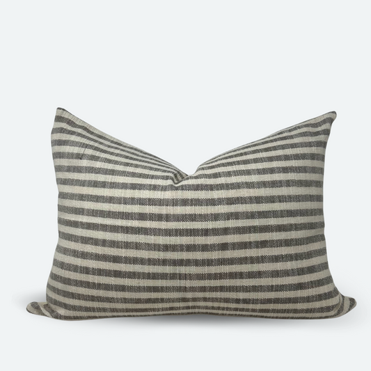 Medium Lumbar Pillow Cover - Grey Woven Stripe