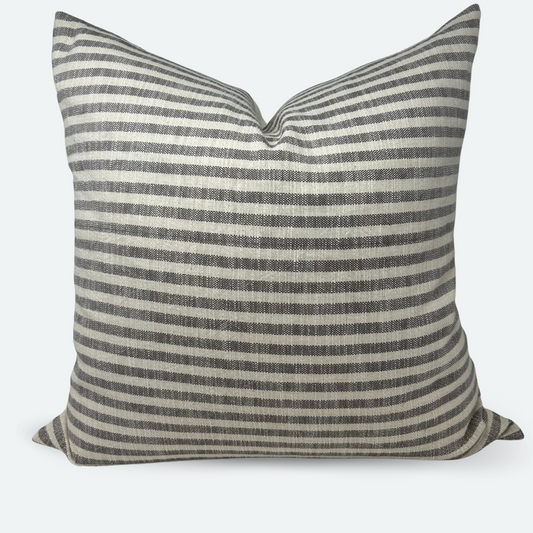 Square Pillow Cover - Grey Woven Stripe
