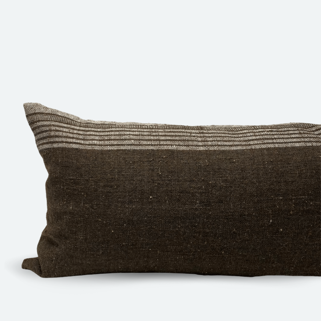 CUSTOM Pillow Cover - Cocoa Indian Wool Stripe