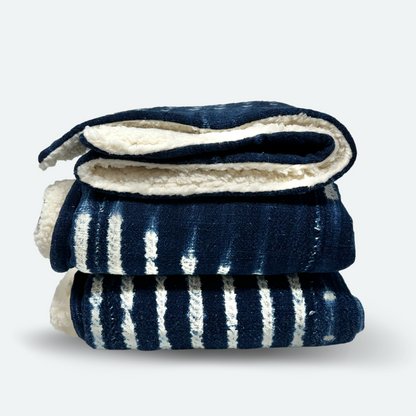 Sherpa Throw Blanket - Indigo Shibori