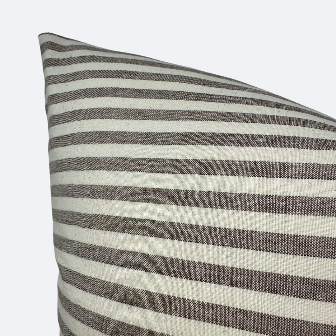 Square Pillow Cover - Latte Woven Stripe