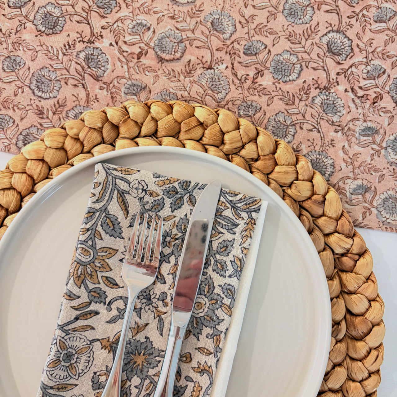 Block Print Linen Table Runner | 15"x72"