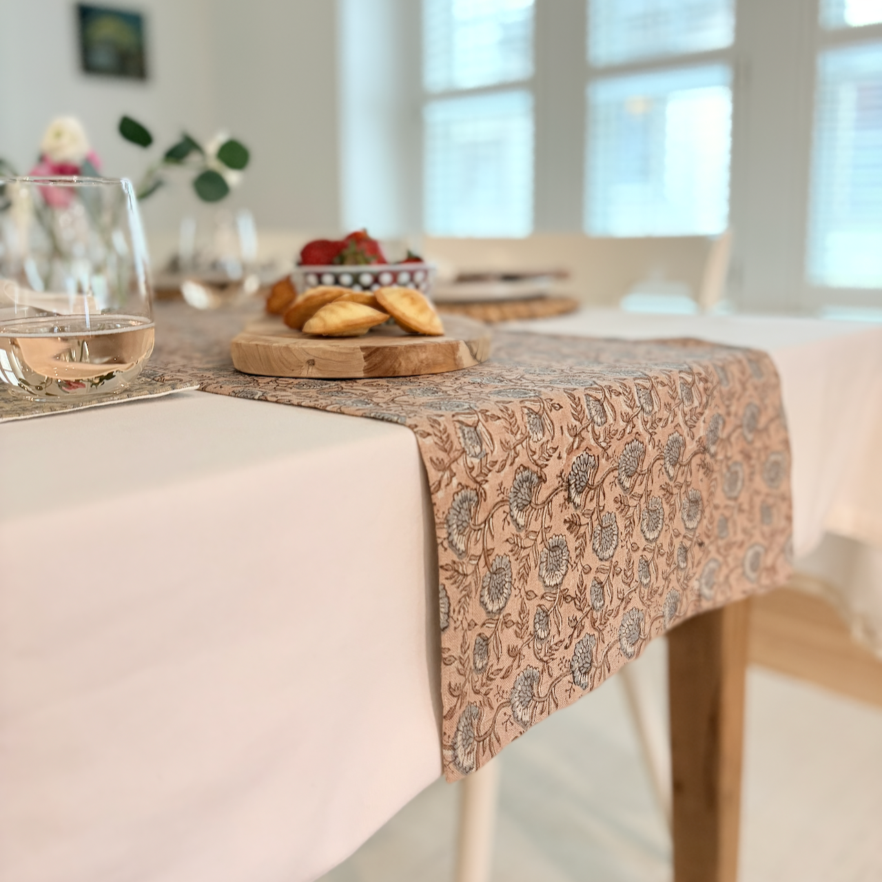 Block Print Linen Table Runner | 15"x72"