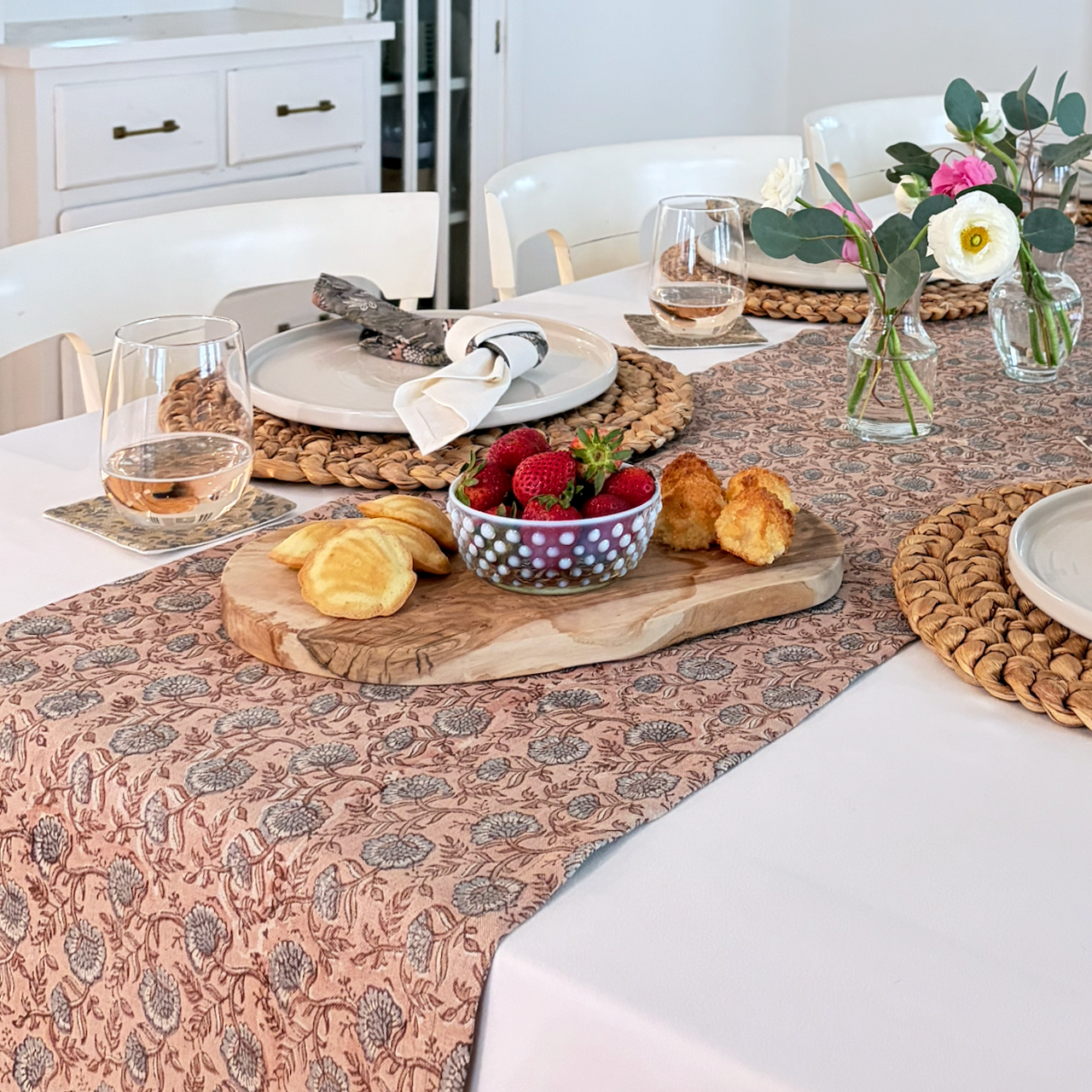 Block Print Linen Table Runner | 15"x72"