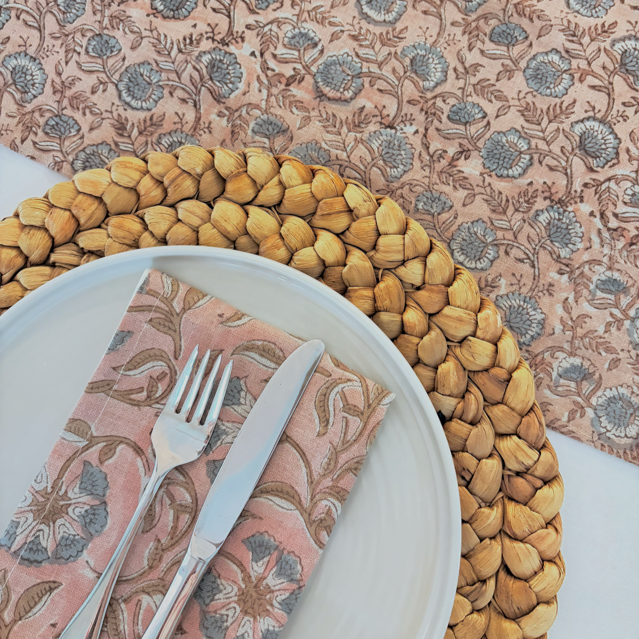 Block Print Linen Table Runner | 15"x72"