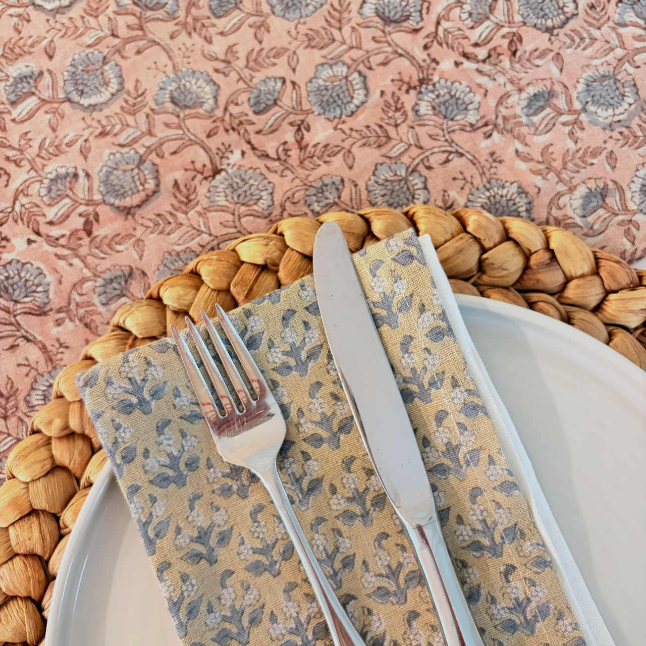 Block Print Linen Table Runner | 15"x72"