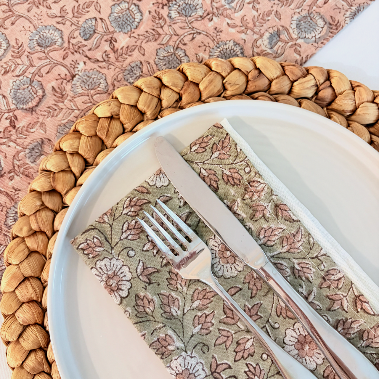 Block Print Linen Table Runner | 15"x72"