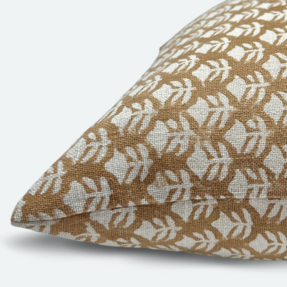 Square Pillow Cover - Terracotta Floral Bloom Block Print | FINAL SALE