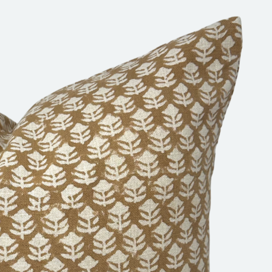 CUSTOM Pillow Cover - Terracotta Floral Bloom Block Print