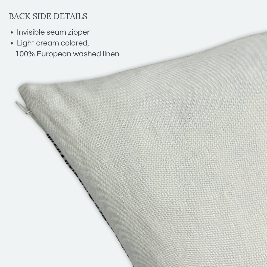 Large Lumbar Pillow Cover - Dusty Blue Floral Block Print