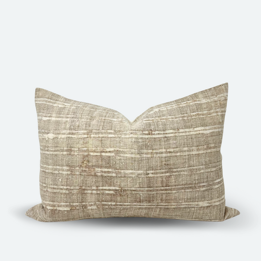 Medium Lumbar Pillow Cover - Oatmeal Stripe Hemp
