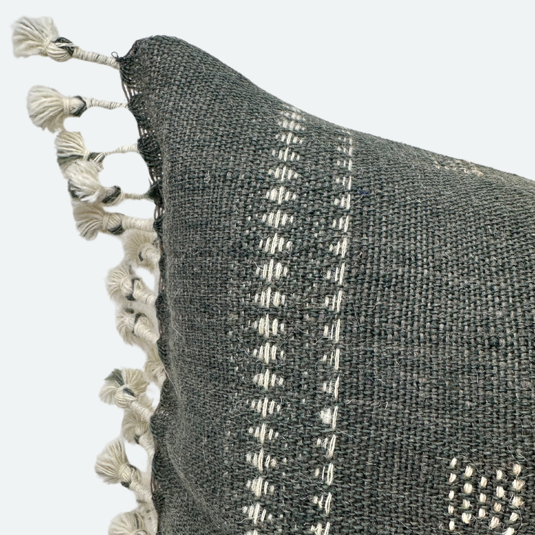Medium Lumbar Pillow Cover - Sage Indian Wool Stripe | FINAL SALE