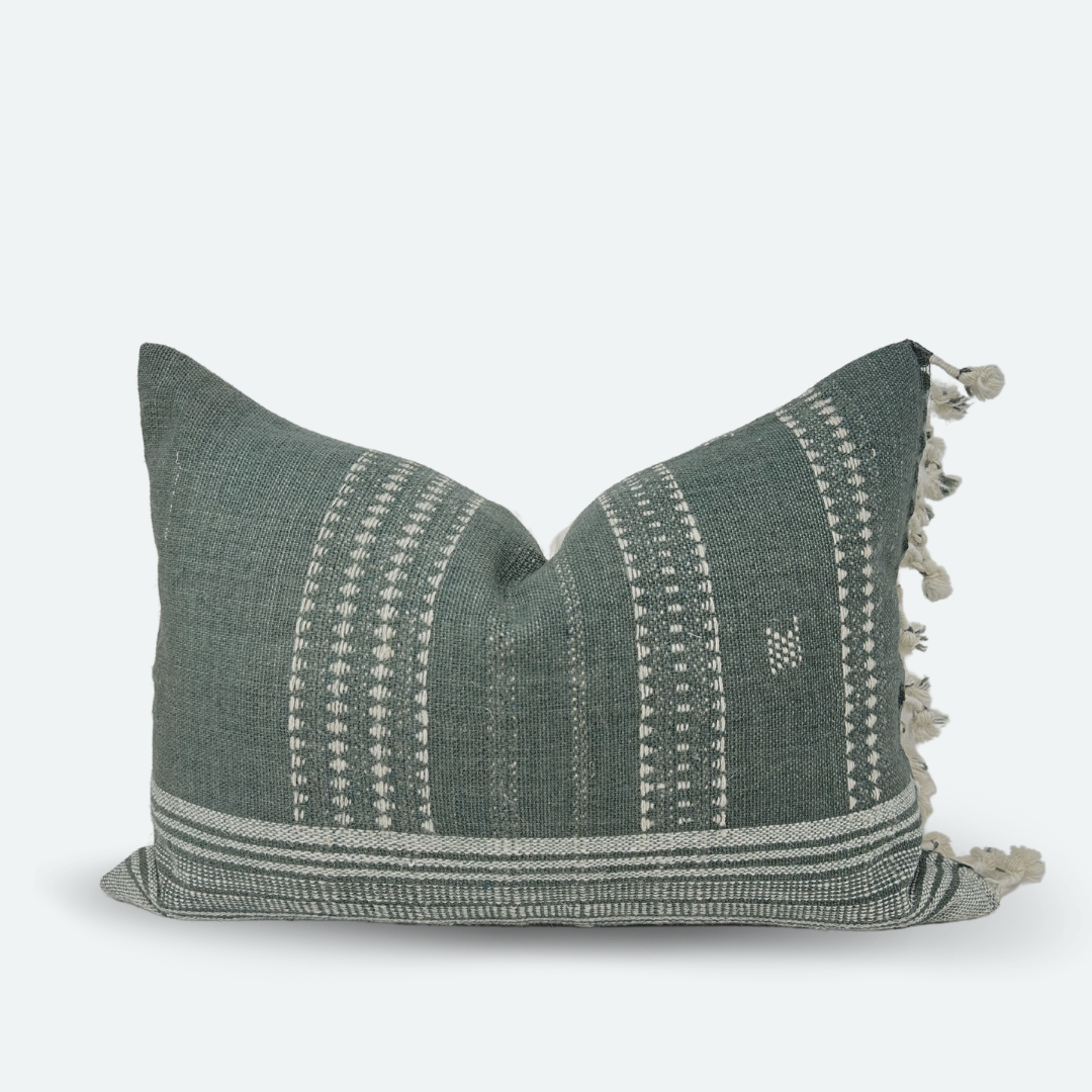 CUSTOM Pillow Cover - Sage Indian Wool Stripe