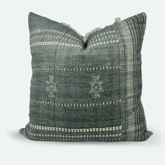 Square Pillow Cover - Sage Indian Wool Stripe