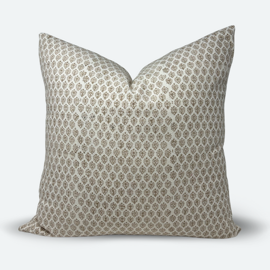 Square Pillow Cover - Sandy Bloom Block Print