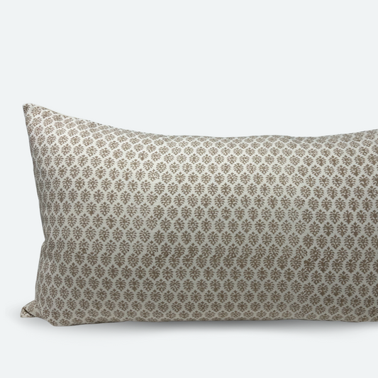 Large Lumbar Pillow Cover - Sandy Bloom Block Print