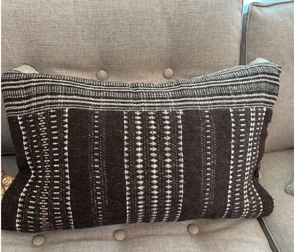 CUSTOM Pillow Cover - Cocoa Indian Wool Stripe