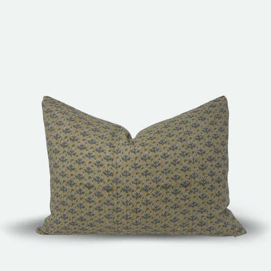 Medium Lumbar Pillow Cover - Floral Field Block Print