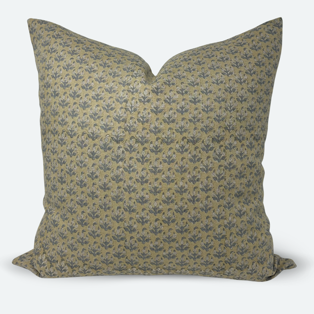 Square Pillow Cover - Floral Field Block Print