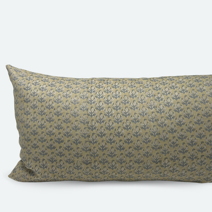 Large Lumbar Pillow Cover - Floral Field Block Print