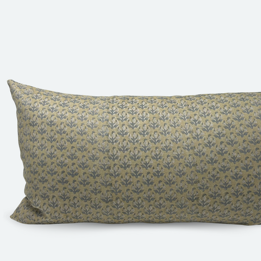 Large Lumbar Pillow Cover - Floral Field Block Print