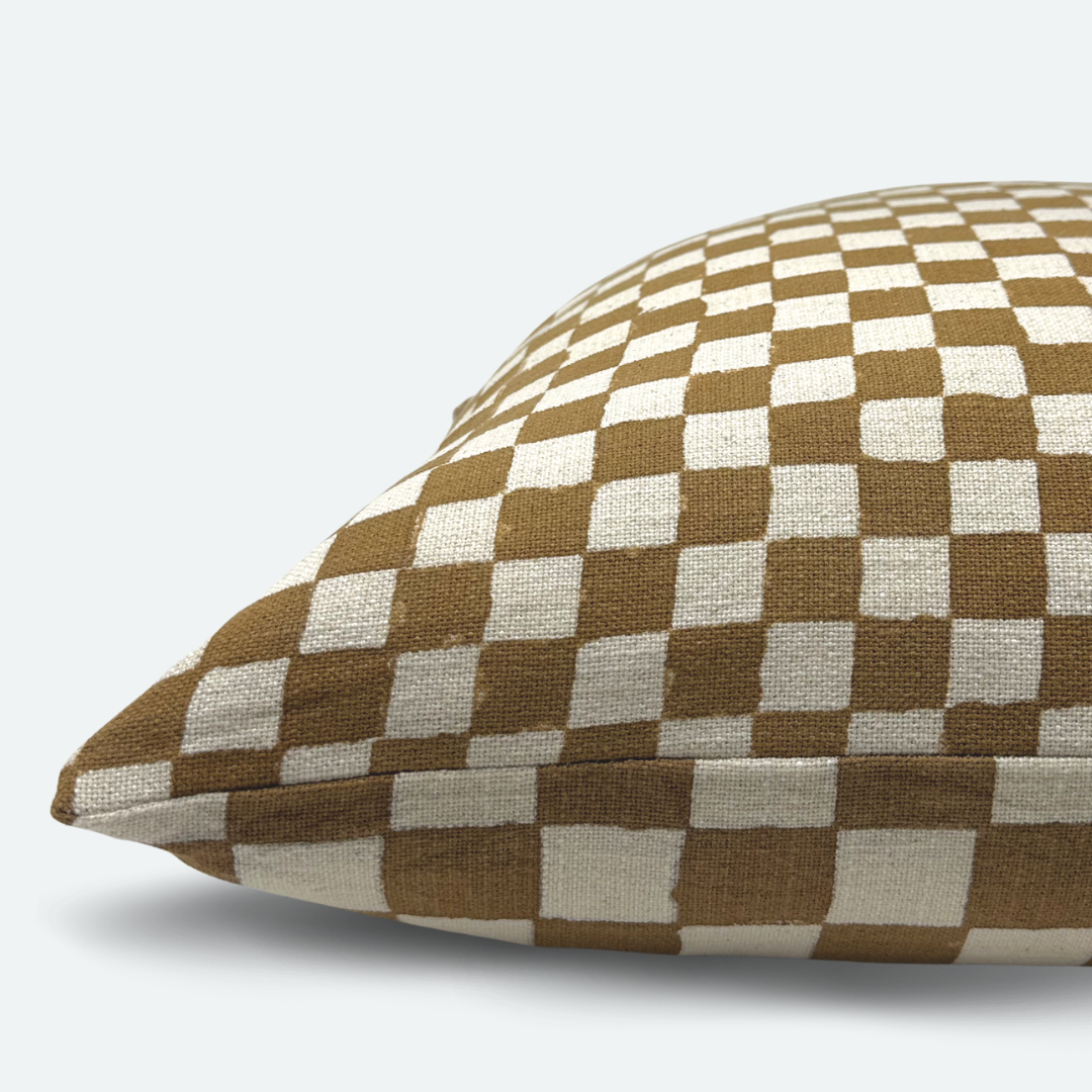 CUSTOM Pillow Cover - Terracotta Checkered Block Print