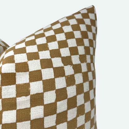 CUSTOM Pillow Cover - Terracotta Checkered Block Print