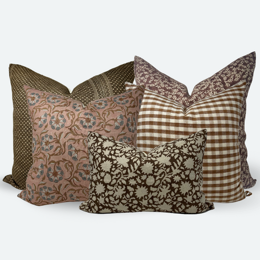 Earthy Flora Sofa and Bed Bundle - 5pc Pillow Cover Set