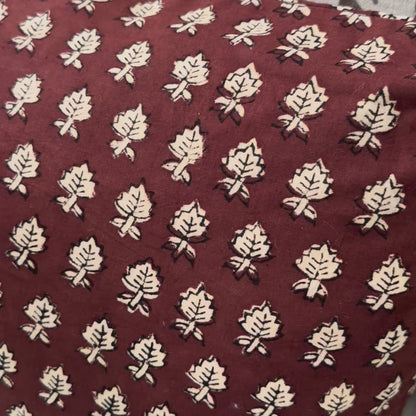 Large Lumbar Pillow Cover - Crimson Leaf Cotton Block Print