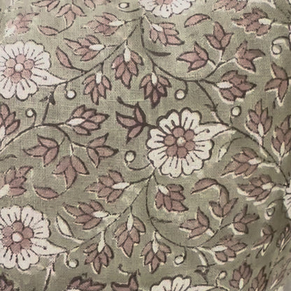 Large Lumbar Pillow Cover - Olive Floral Block Print