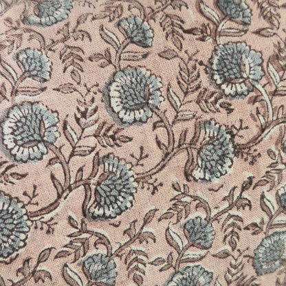 Large Lumbar Pillow Cover - Dusty Pink Garden Block Print