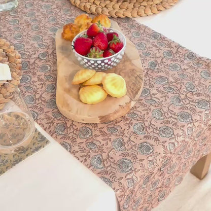 Block Print Linen Table Runner | 15"x72"