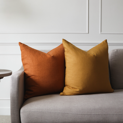 Square Pillow Cover - Rust Linen