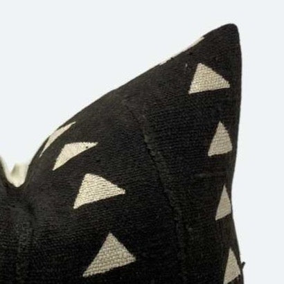 CUSTOM Pillow Cover - Black & White Triangle Mudcloth No.1
