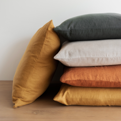Square Pillow Cover - Turmeric Linen | FINAL SALE
