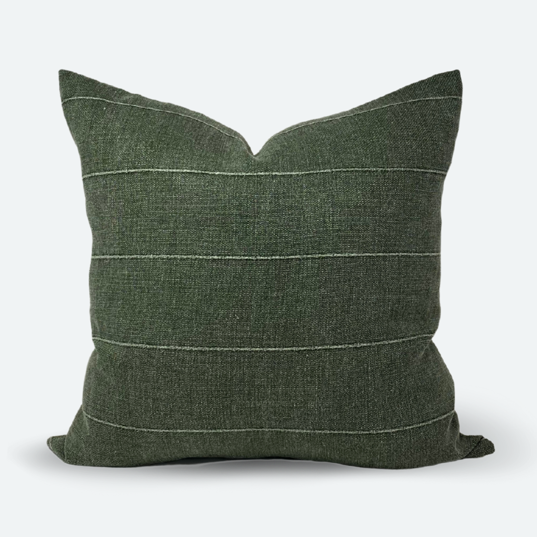Square Pillow Cover - Dusty Green Stripe