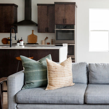 Square Pillow Cover - Oatmeal Stripe Hemp | FINAL SALE