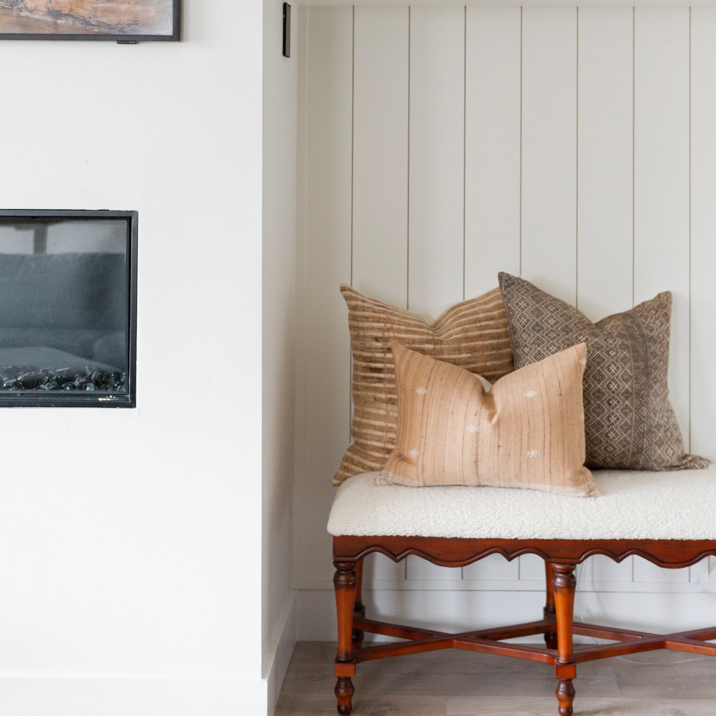 Square Pillow Cover - Oatmeal Stripe Hemp | FINAL SALE