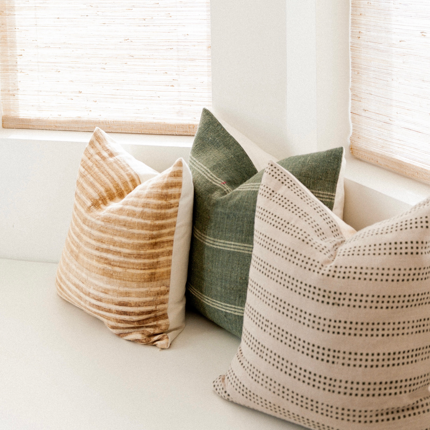 Square Pillow Cover - Oatmeal Stripe Hemp | FINAL SALE