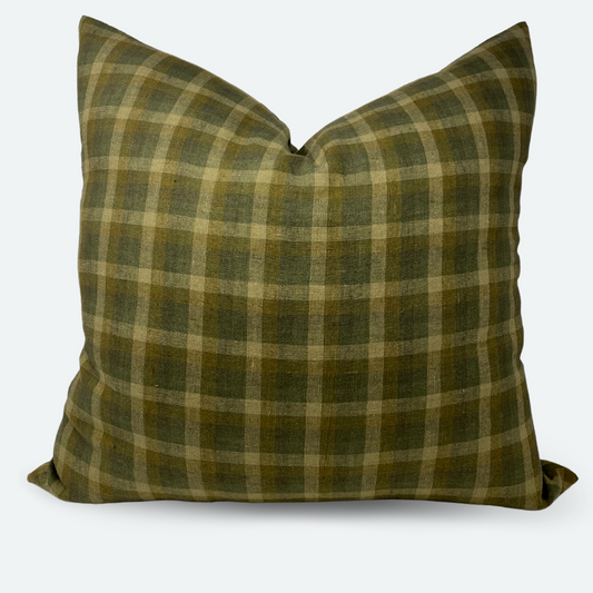 Square Pillow Cover - Olive Multi Plaid