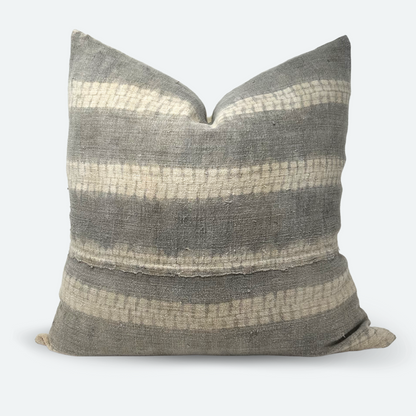 Square Pillow Cover - Grey Shibori Batik Hemp