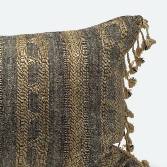 CUSTOM Pillow Cover - Antique Charcoal Indian Silk