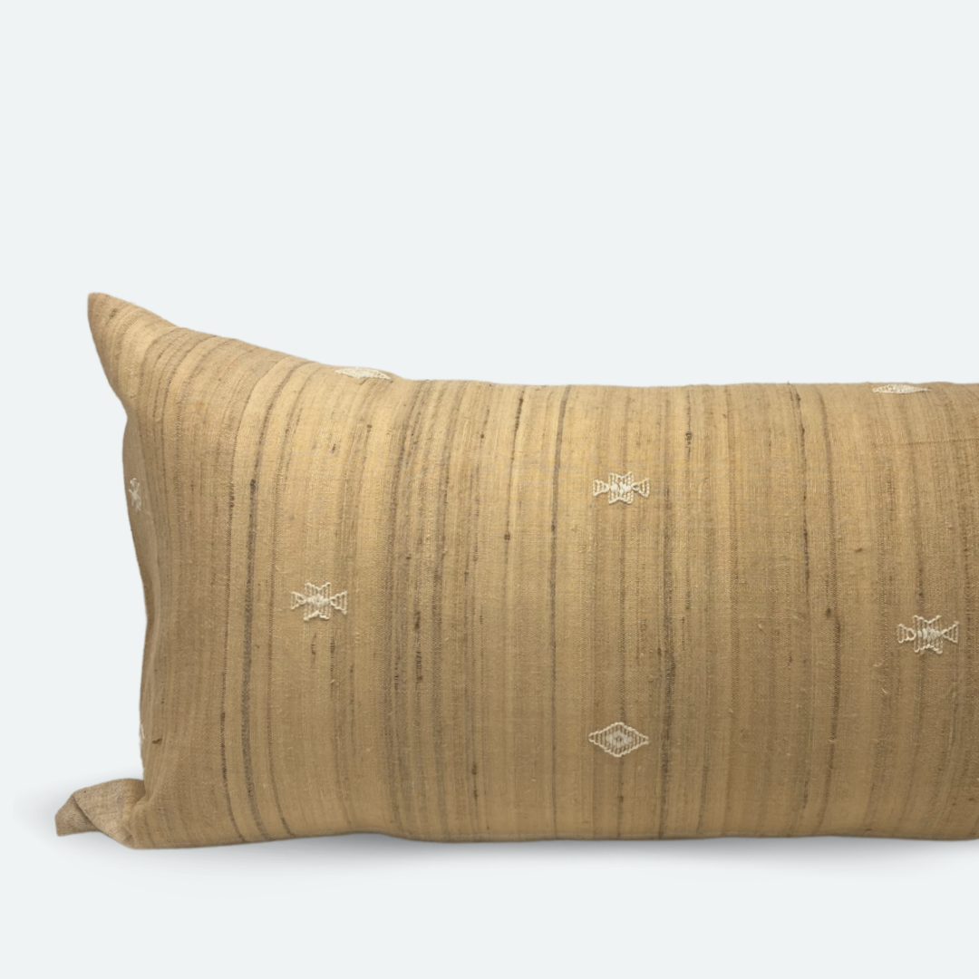 Large Lumbar Pillow Cover - Antique Peach Indian Silk | FINAL SALE